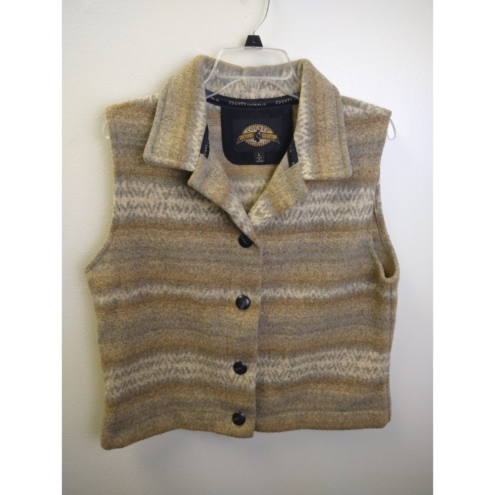 County Clothing Company Cheyenne Collection Tan Women's Sz L Button Vest Western